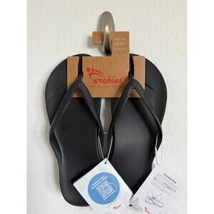 Archies Womens Mens Arch Support Thong Sandals Black Size 8 and 7 NWT